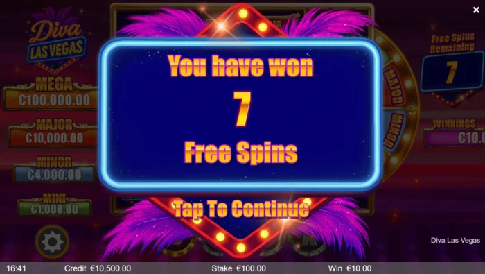 Diva Las Vegas - bónus Free Spins virkjast